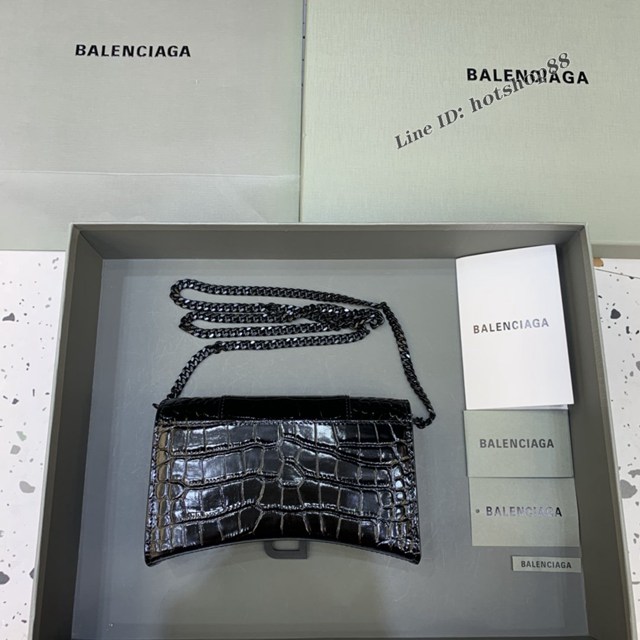 Balenciaga專櫃爆款鱷魚紋迷你女士肩背包 巴黎世家沙漏鏈條斜挎包 fyj1871